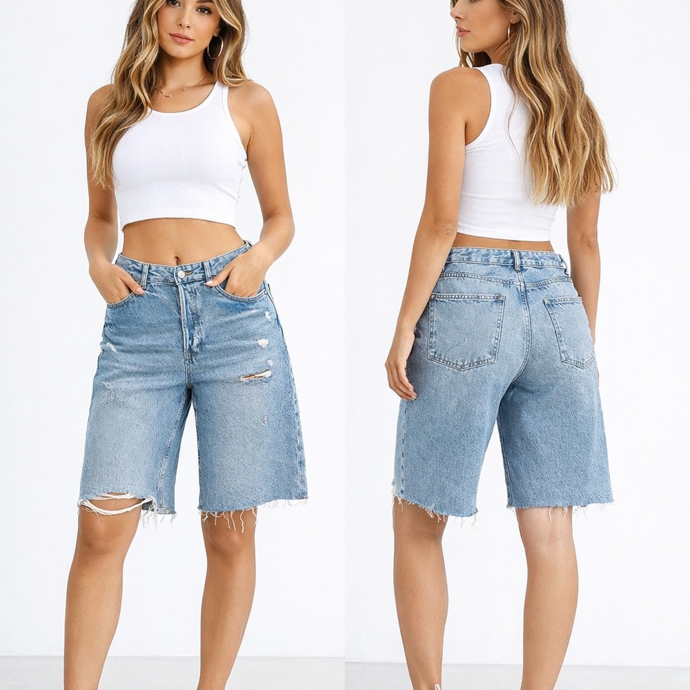 Mango MNG Cotton‎ Denim Jorts Shorts Sz. 6